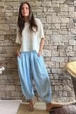 Annie Cushion Cotton Cuff Barrel Pant Bridgerton Blue